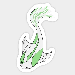 green and white koi fish Sticker